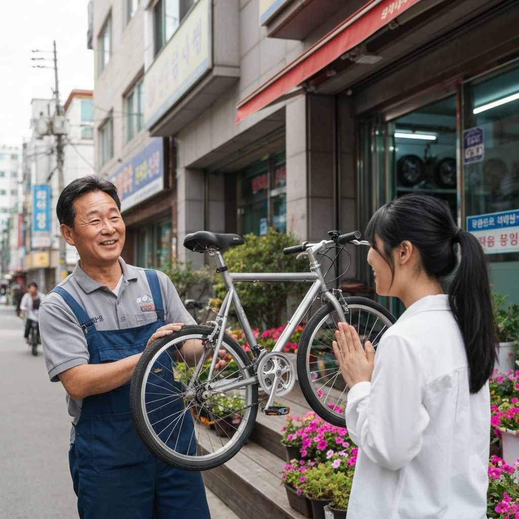 고객에게 자전거 인도